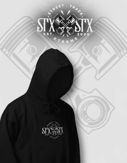 STXSTX Piston Power – Premium Black Hoodie