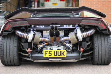 a Lamborghini showcasing twin turbos with Exoracing turbo blankets
