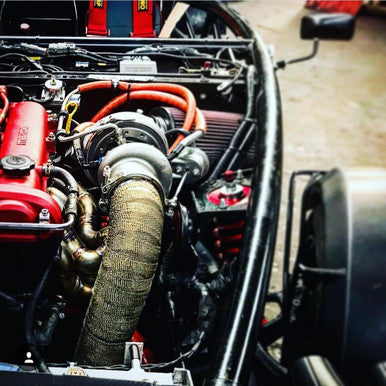 Titanium Exhaust Wrap fitted to an exhaust for maximum heat protection
