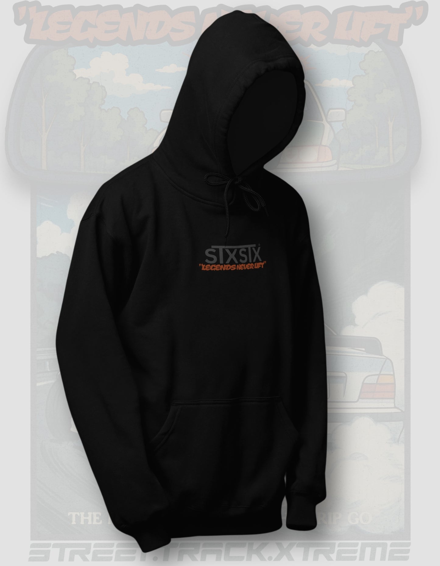 'Legends Never Lift - E36' - Black Hoodie