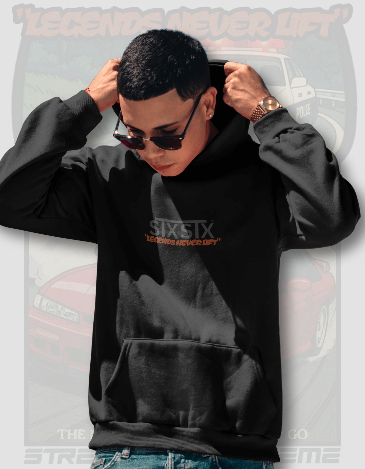 'Legends Never Lift - S14 Silvia' - Black Hoodie