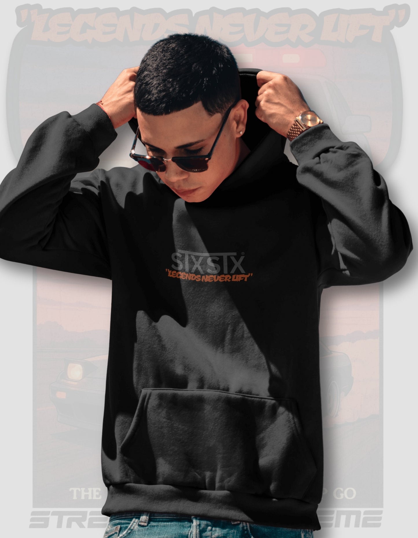 'Legends Never Lift - S13 Silvia' - Black Hoodie