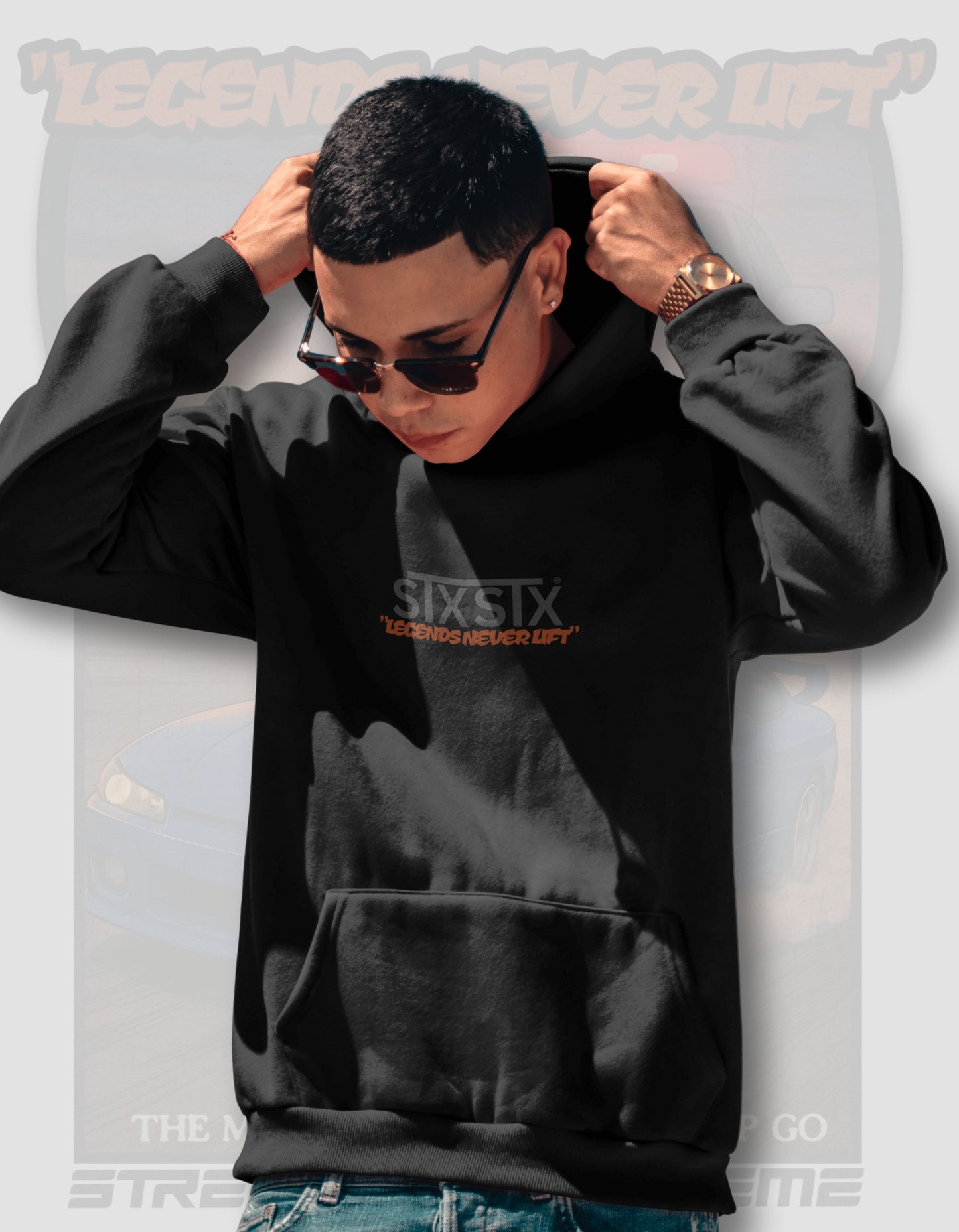 'Legends Never Lift - S15 Silvia' - Black Hoodie