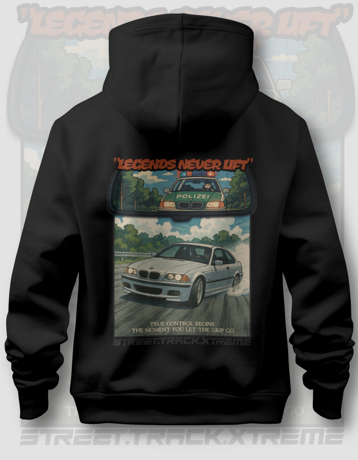 'Legends Never Lift - E46' - Black Hoodie