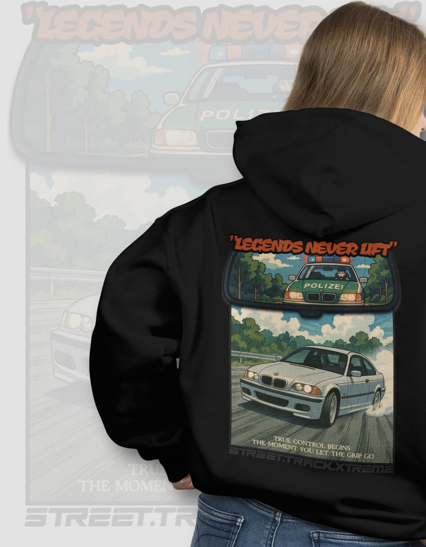 'Legends Never Lift - E46' - Black Hoodie