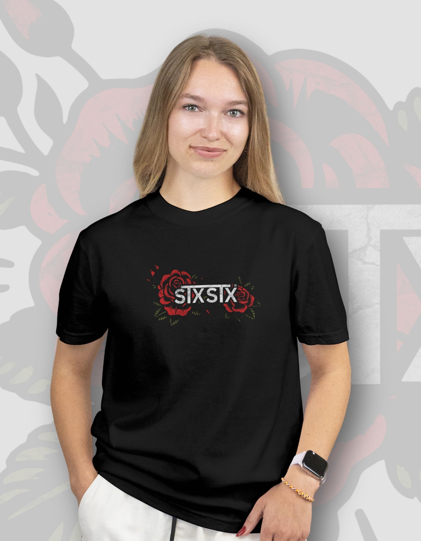 'Rose' - Lightweight T-Shirt Black
