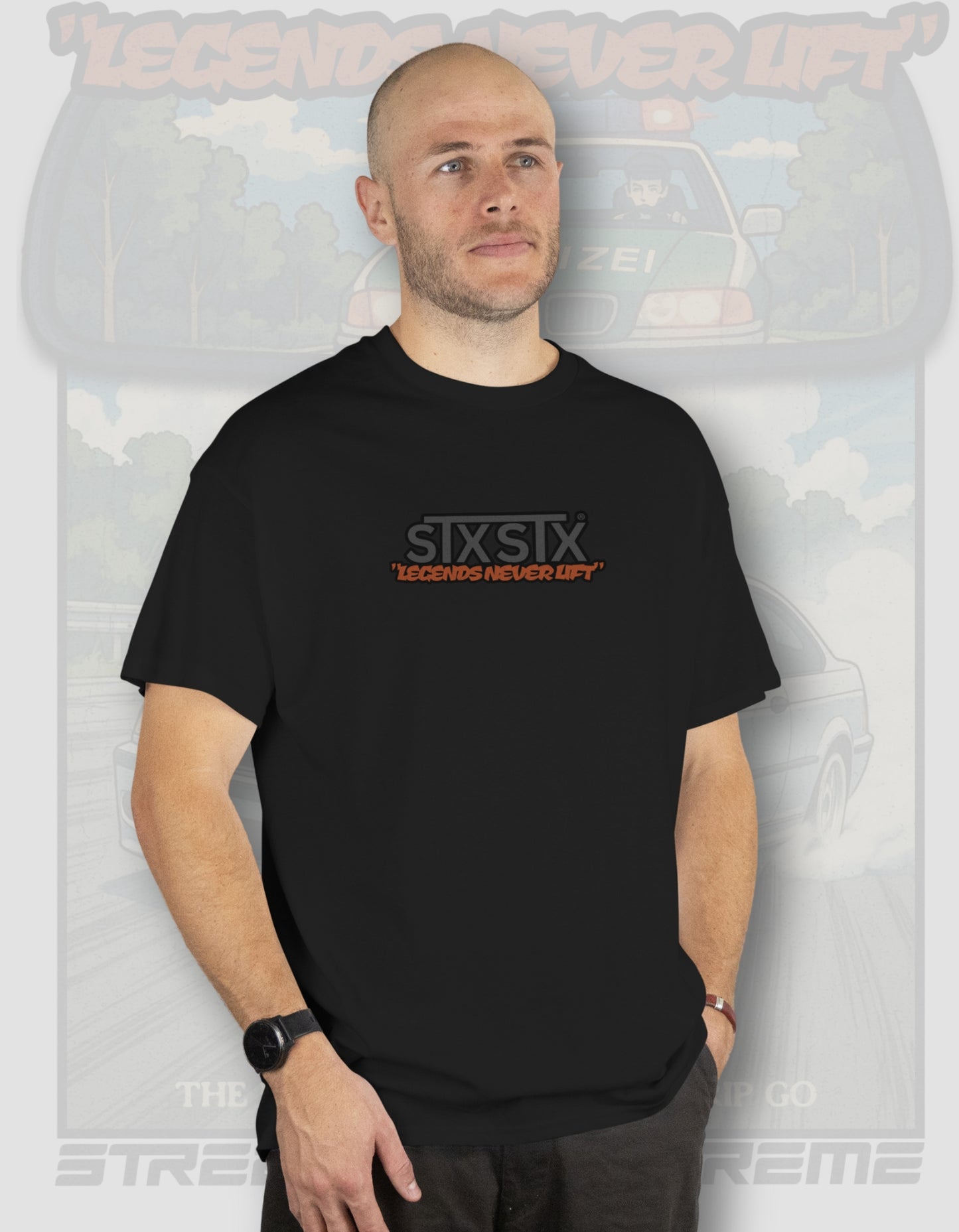 'Legends Never Lift - E46' - Lightweight T-Shirt Black