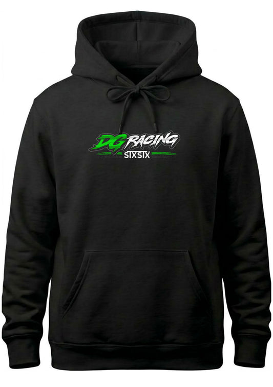premium Black hoodie with green and white 'Danny Grundy Racing' logo on the front - stxstx