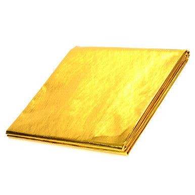 A gold heat reflective sheet with a self-adhesive backing