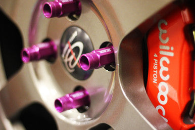20 x Exoracing Wheel Nuts Forged Steel in purple fitted to bronze rota alloys