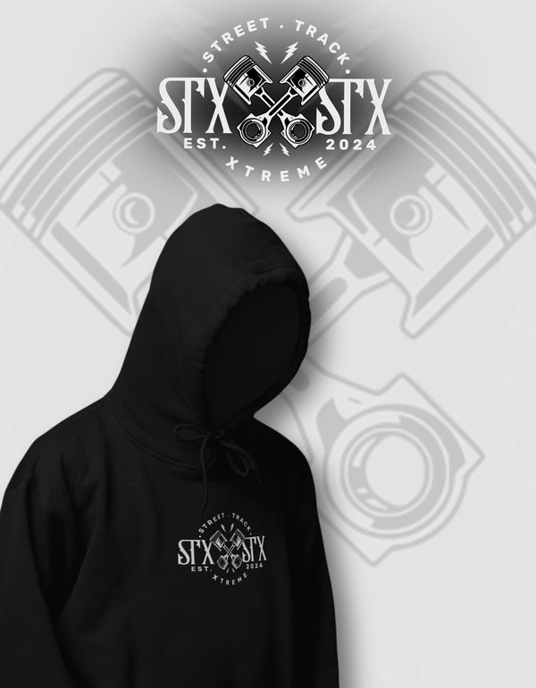 STXSTX Piston Power – Premium Black Hoodie