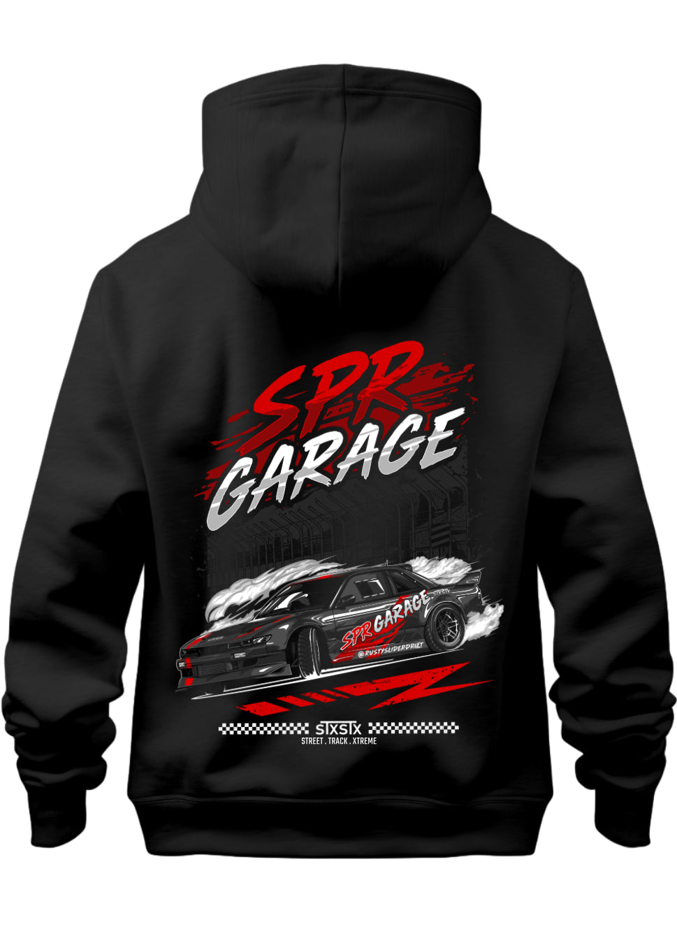 STXSTX x SPR Garage - Premium Black Hoodie