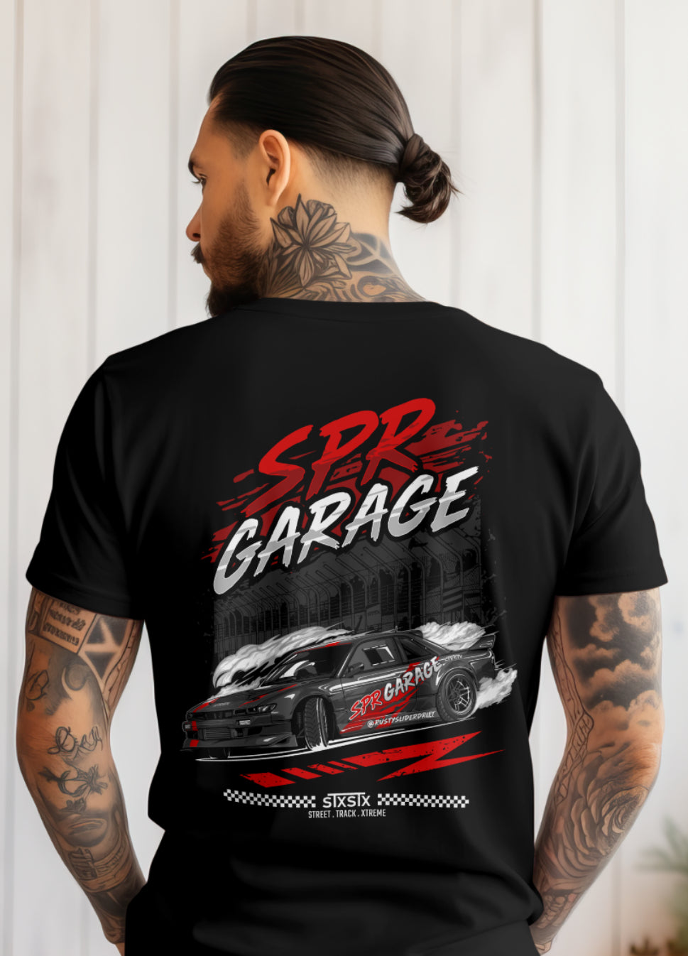 STXSTX x SPR Garage -  Premium Black Tshirt