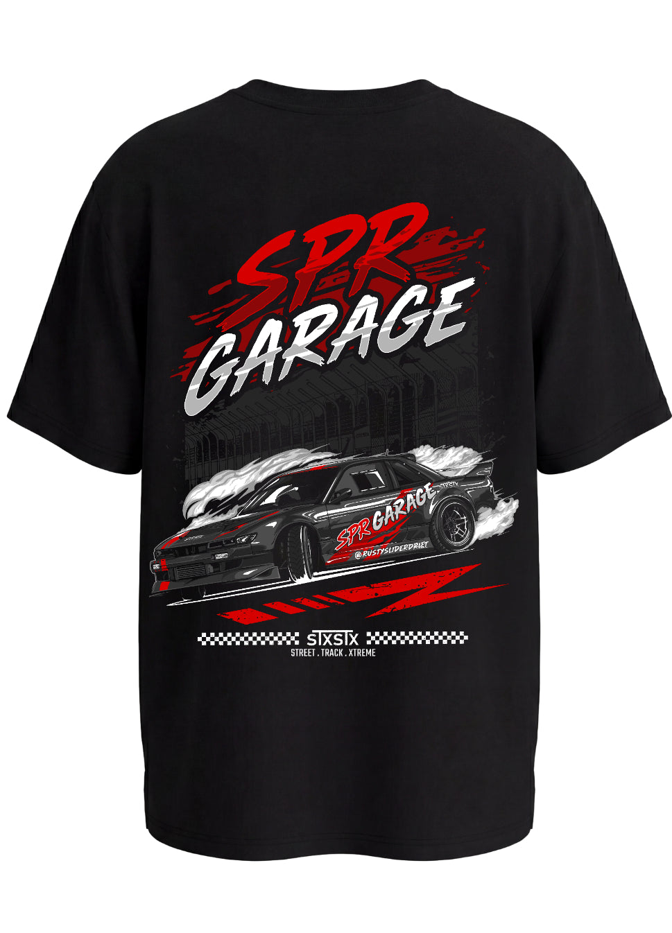 STXSTX x SPR Garage -  Premium Black Tshirt