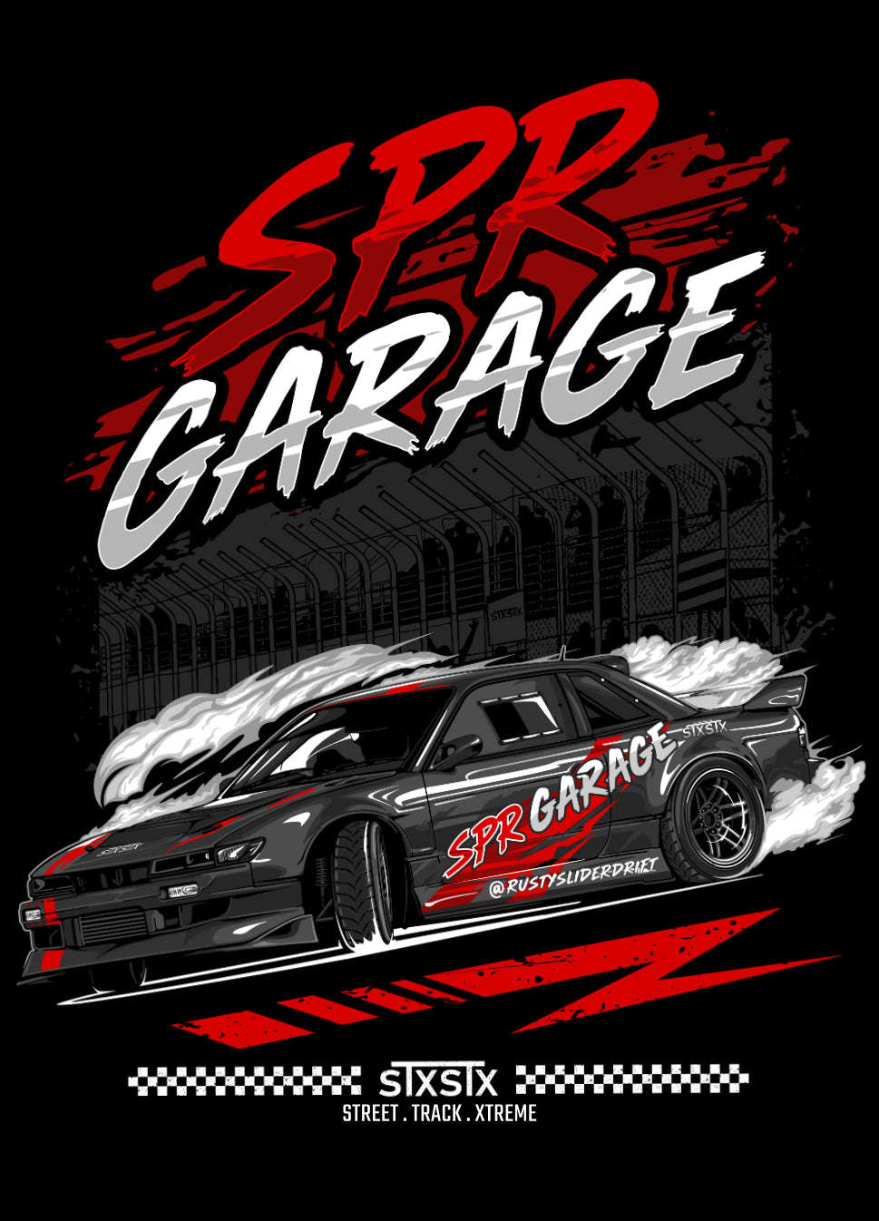 STXSTX x SPR Garage - Premium Black Hoodie