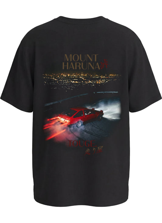 Premium Black STXSTX Tshirt With a design of an aae86 drift car on mount haruna - 3d mock up