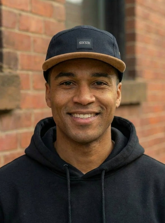 'Panel Hat' -  Black/Biscuit