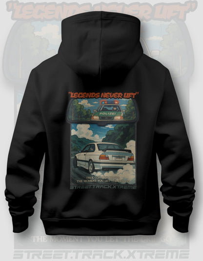 'Legends Never Lift - E36' -  Black Hoodie