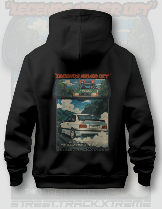 'Legends Never Lift - E36' -  Black Hoodie
