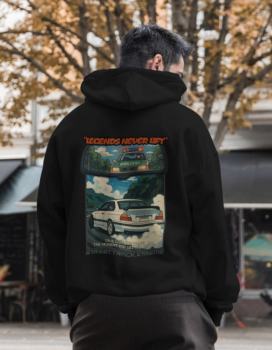 'Legends Never Lift - E36' -  Black Hoodie