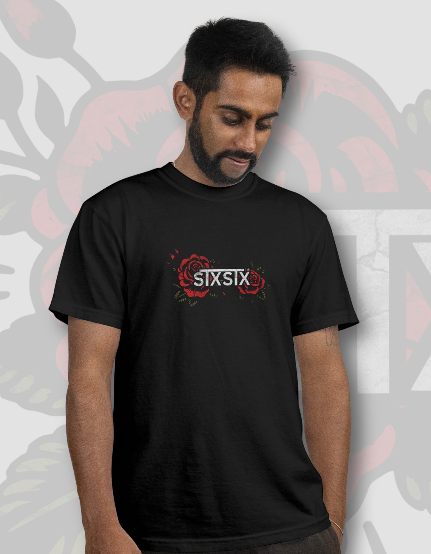 'Rose' - Lightweight T-Shirt Black