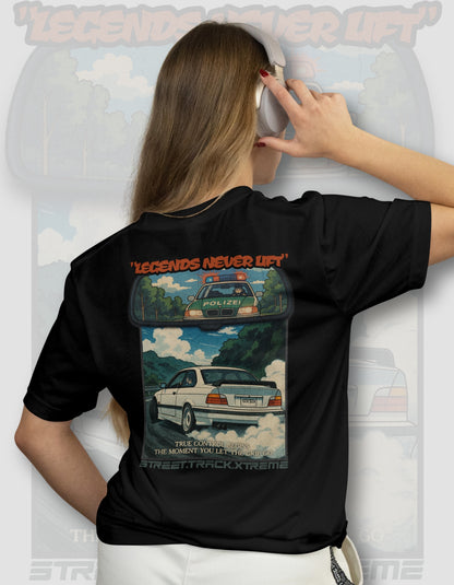 'Legends Never Lift - E36' - Lightweight T-Shirt Black