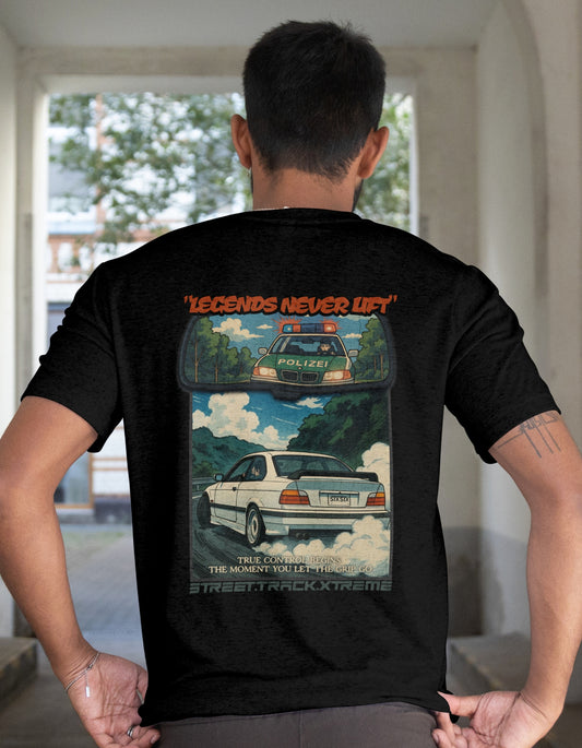 'Legends Never Lift - E36' - Lightweight T-Shirt Black