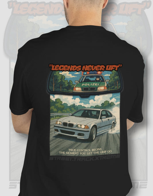 'Legends Never Lift - E46' - Lightweight T-Shirt Black