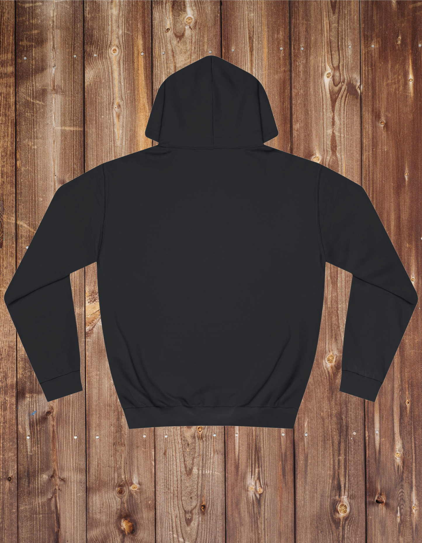 rear of a black comfortable hoodie