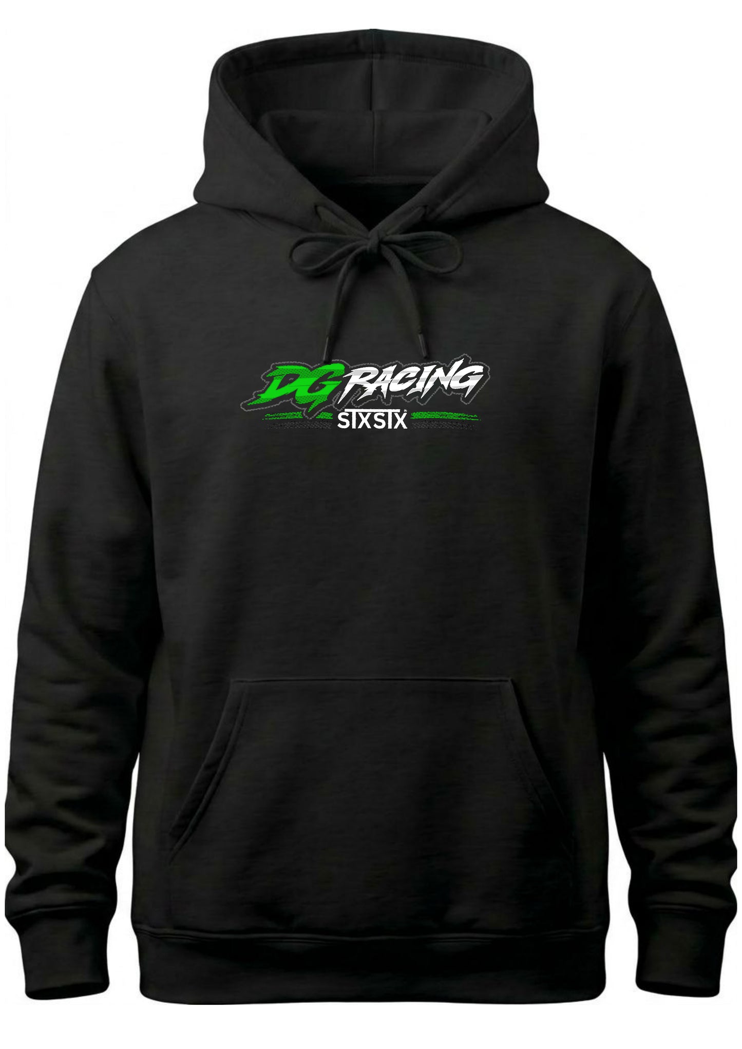 premium Black hoodie with green and white 'Danny Grundy Racing' logo on the front - stxstx