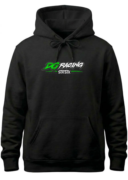 premium Black hoodie with green and white 'Danny Grundy Racing' logo on the front - stxstx